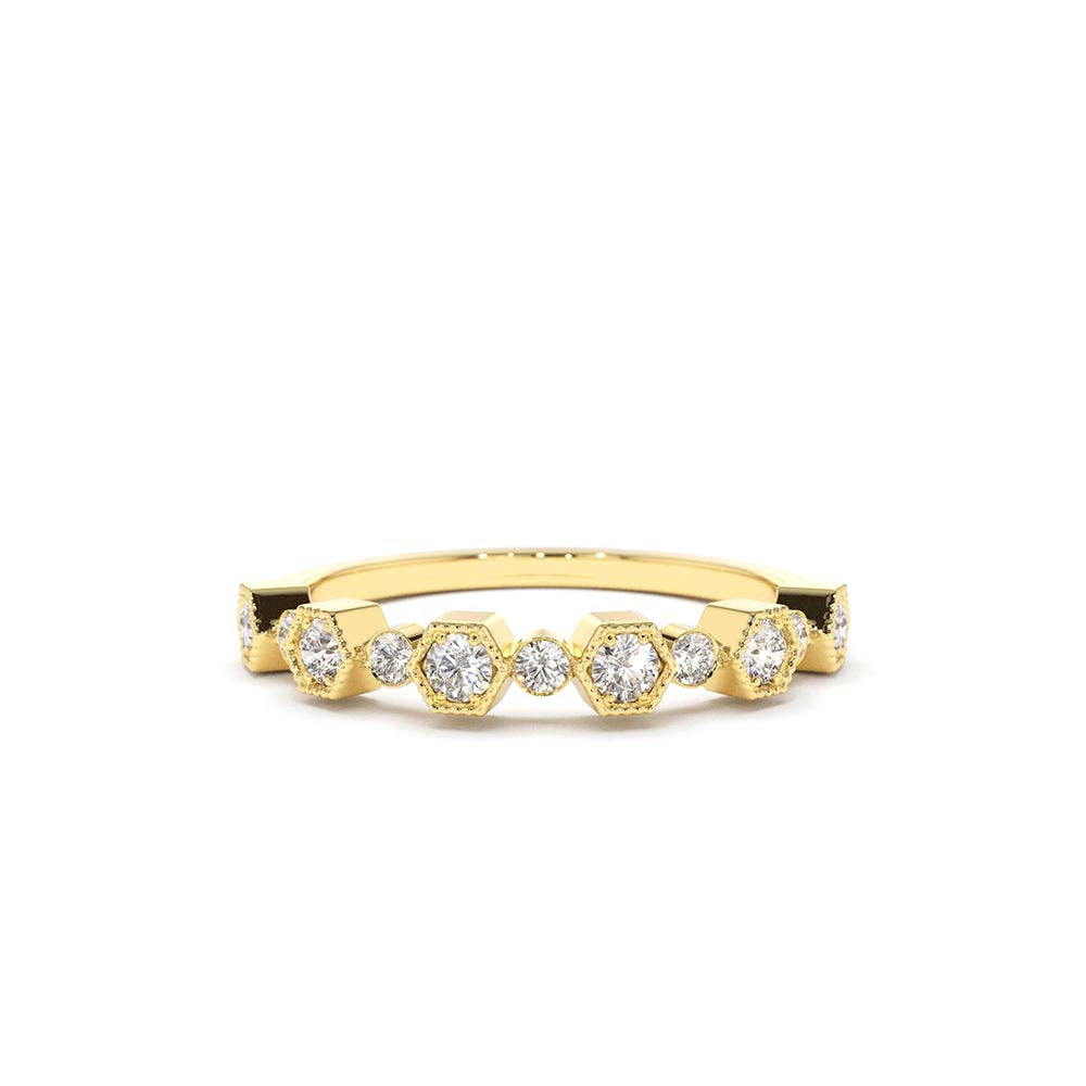 Unique Diamond Anniversary Ring in 14K Gold — view 1