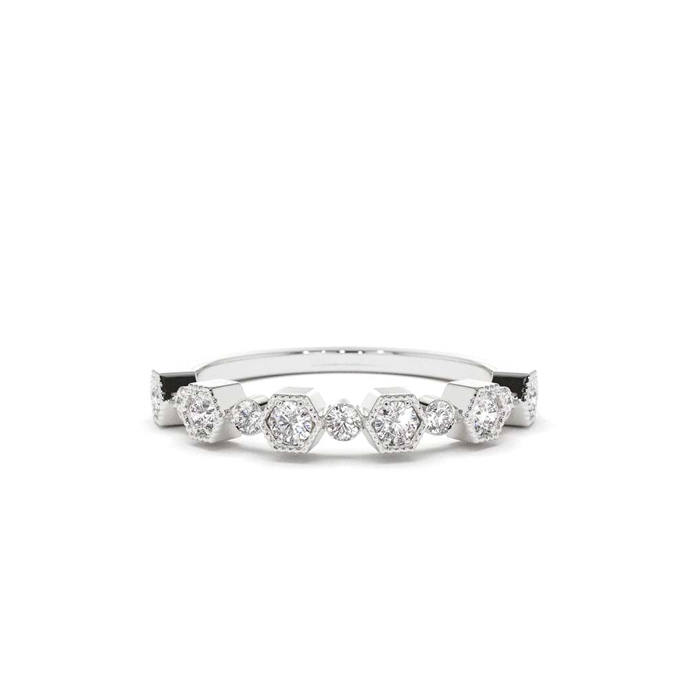 Unique Diamond Anniversary Ring in 14K Gold — view 3