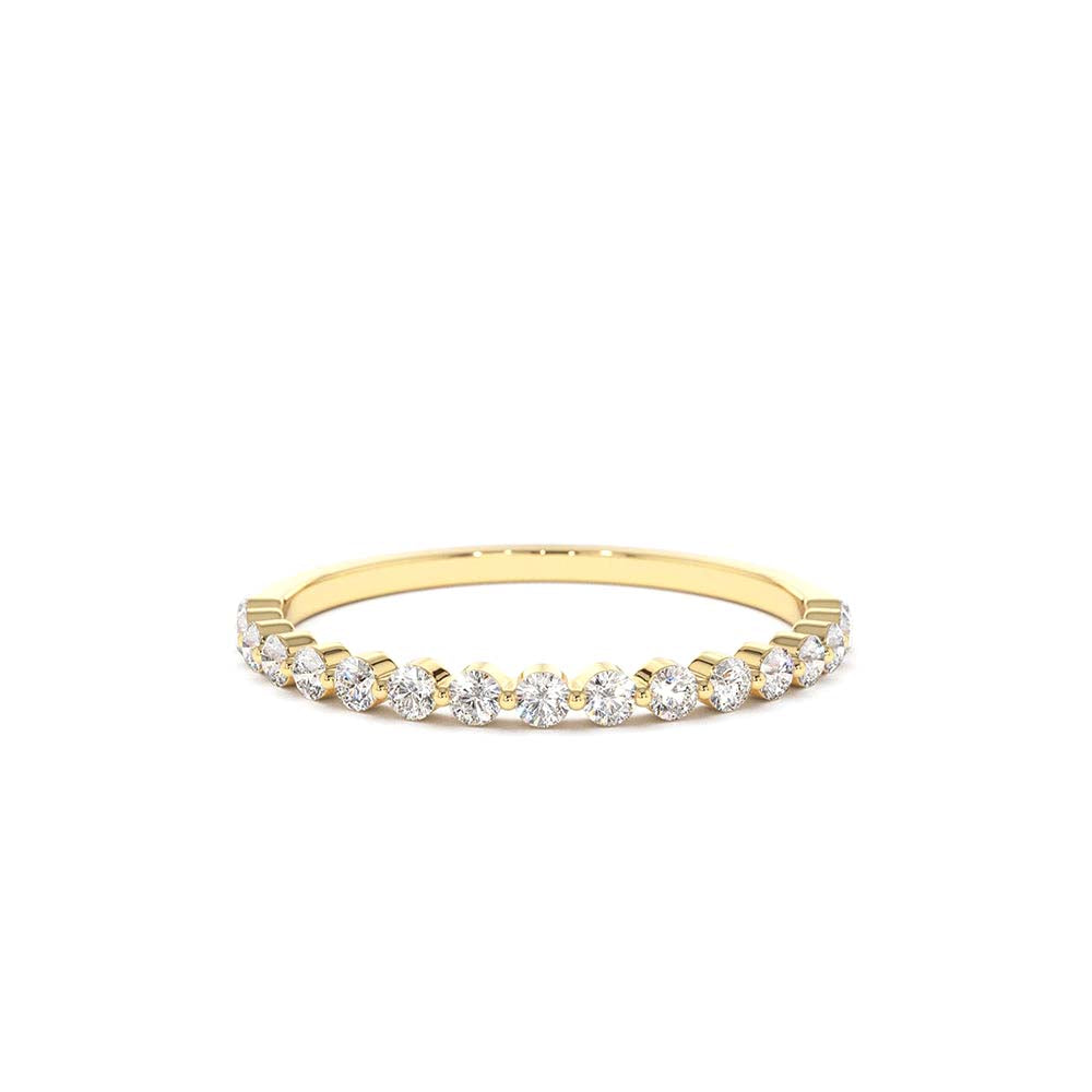 Round Diamond Shared Prong Wedding Ring in 14K Gold — view 1
