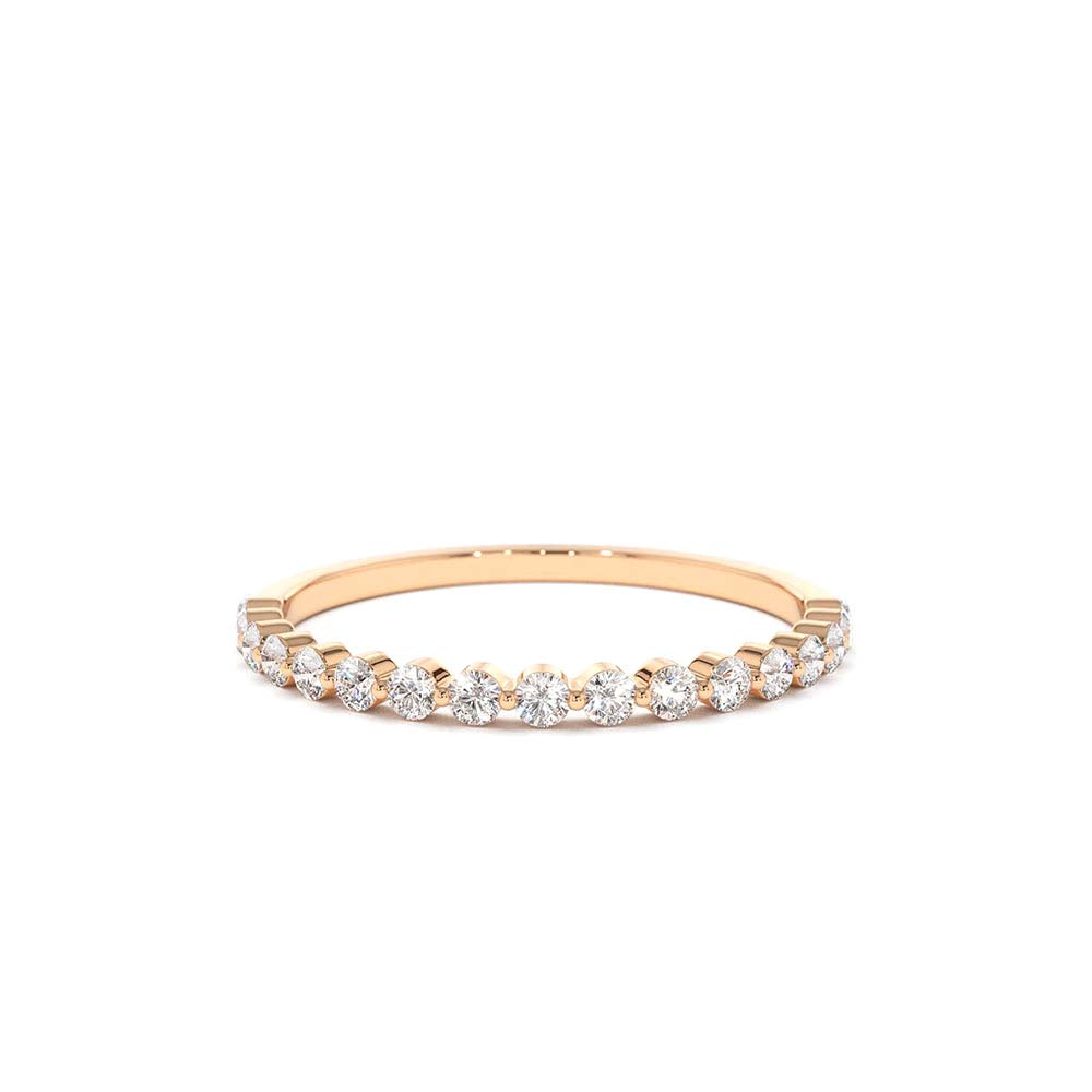Round Diamond Shared Prong Wedding Ring in 14K Gold — view 4