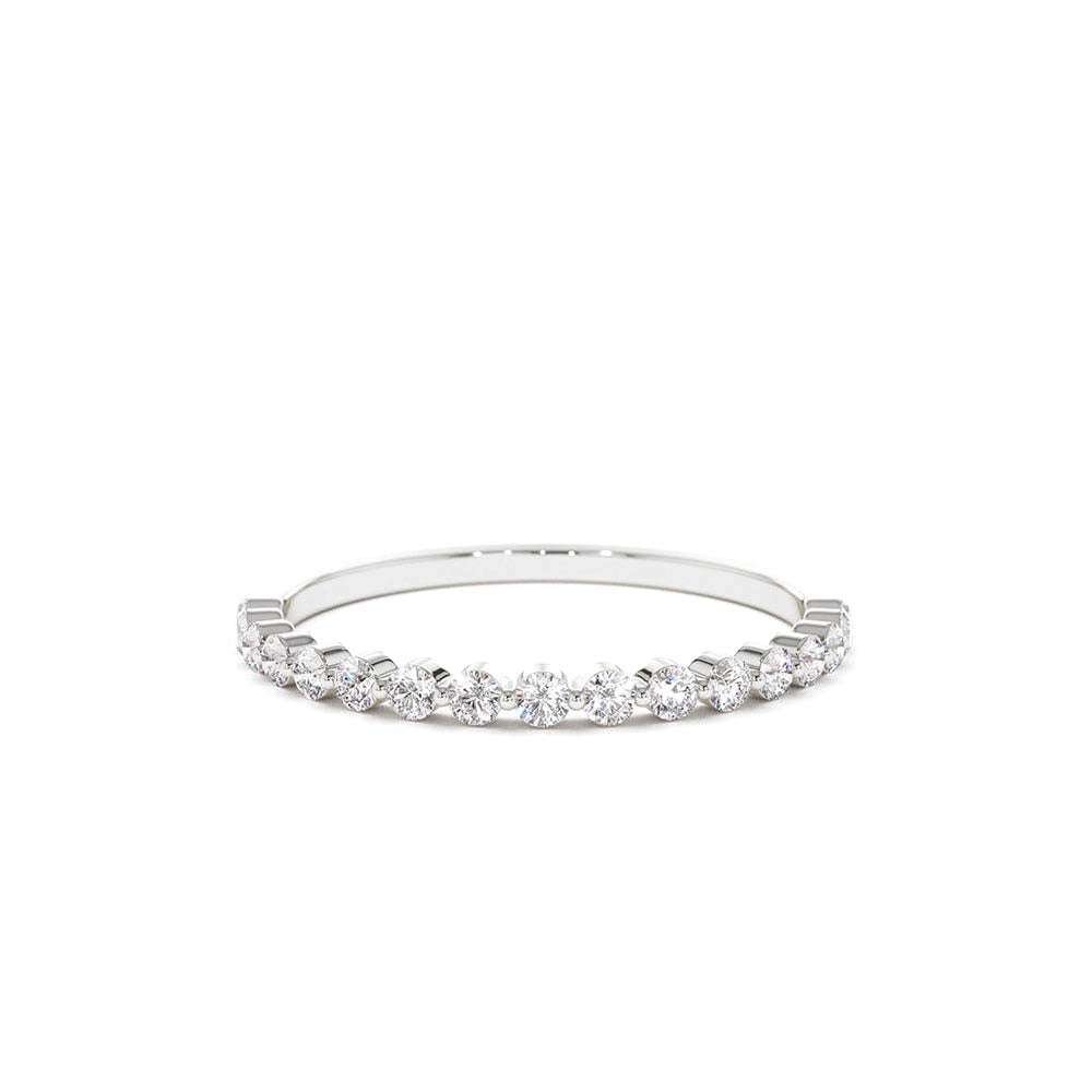 Round Diamond Shared Prong Wedding Ring in 14K Gold — view 3