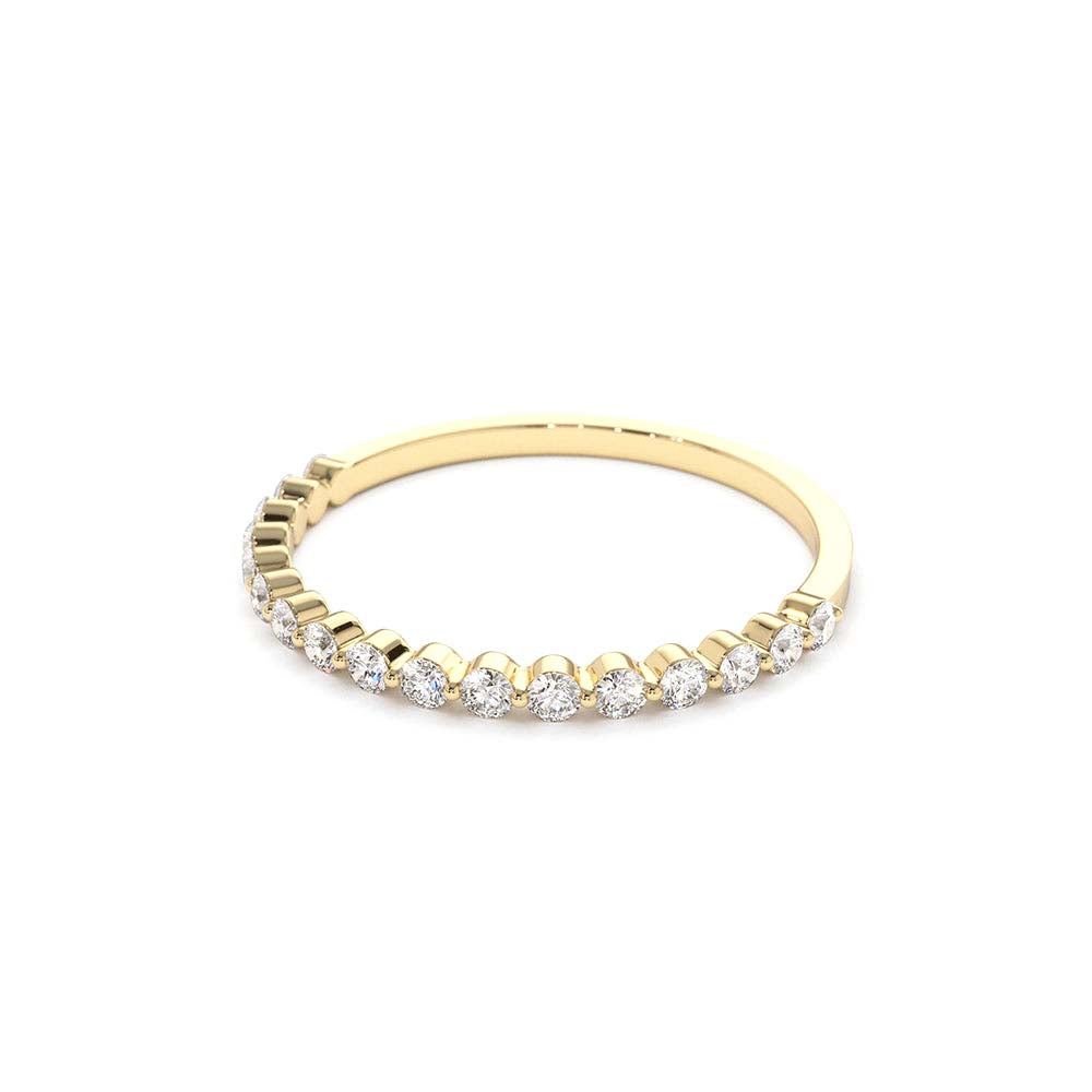 Round Diamond Shared Prong Wedding Ring in 14K Gold — view 2
