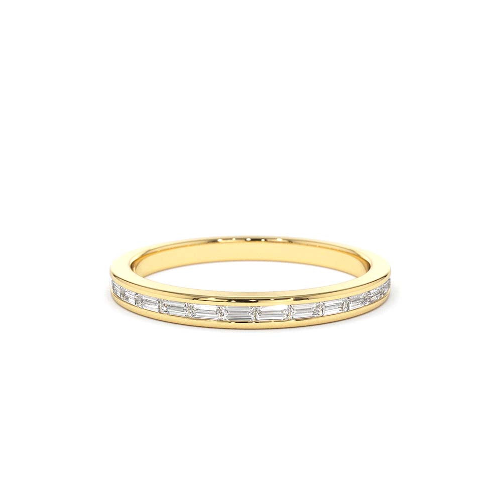 Channel Set Baguette Diamond Band in 14K Gold — view 1