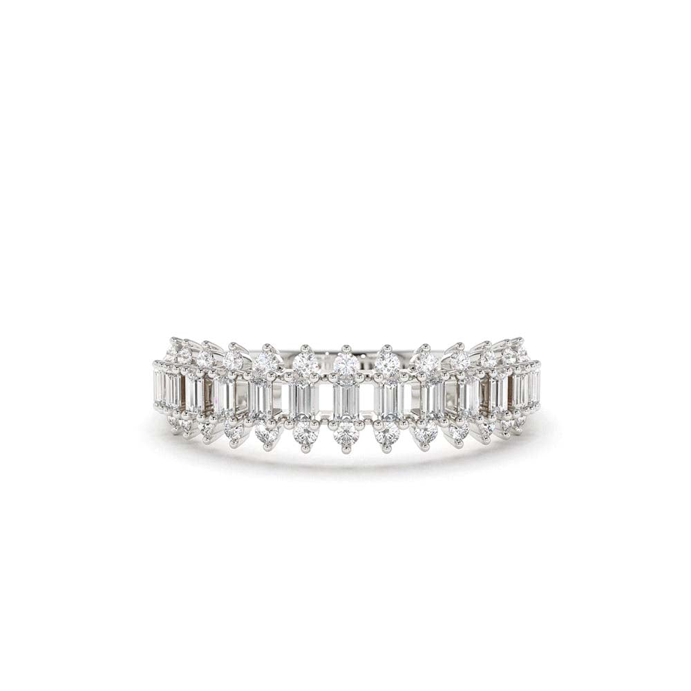 Bagguete Diamond Anniversary Ring in 14K Gold — view 3