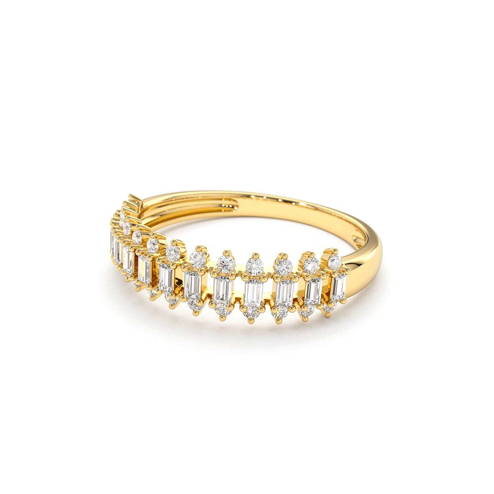 Bagguete Diamond Anniversary Ring in 14K Gold — view 2