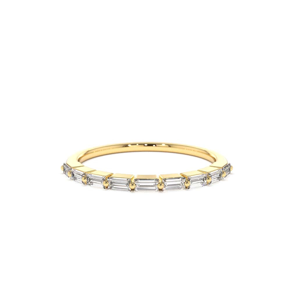 Shared Prong Half Eternity Baguette Diamond Ring in 14K Gold — view 1