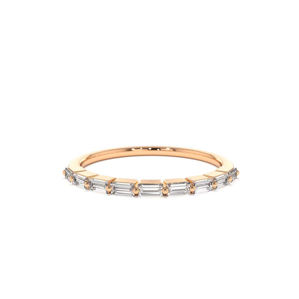 Shared Prong Half Eternity Baguette Diamond Ring in 14K Gold — view 4