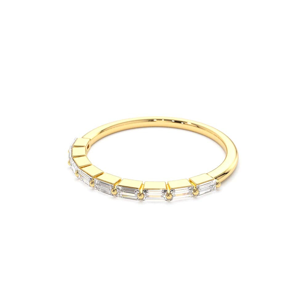 Shared Prong Half Eternity Baguette Diamond Ring in 14K Gold — view 2