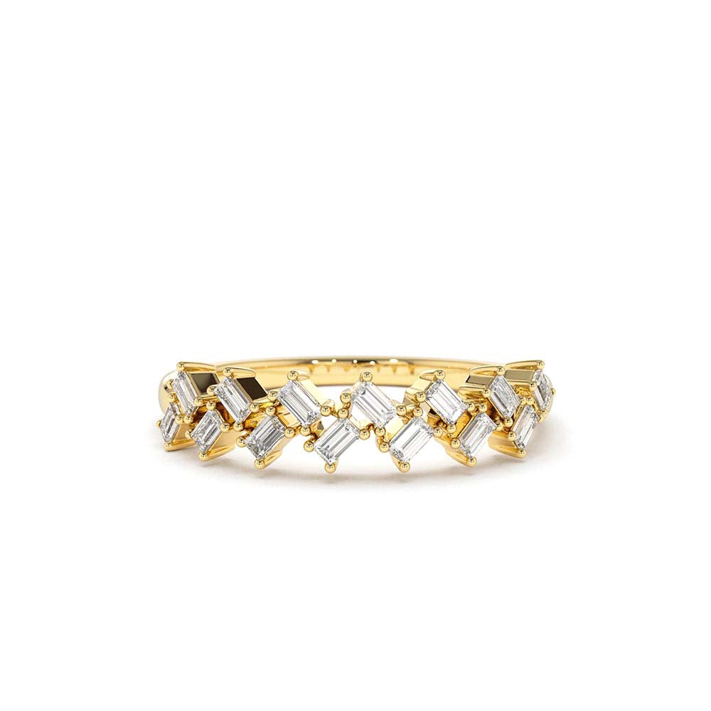 Zig Zag Baguette Diamond Ring in 14K Gold — view 1
