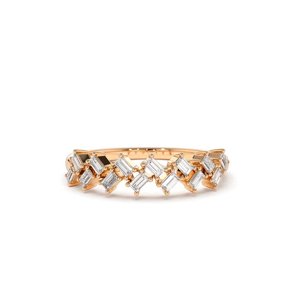 Zig Zag Baguette Diamond Ring in 14K Gold — view 4