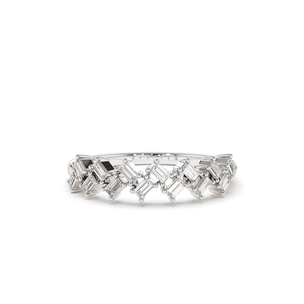 Zig Zag Baguette Diamond Ring in 14K Gold — view 3