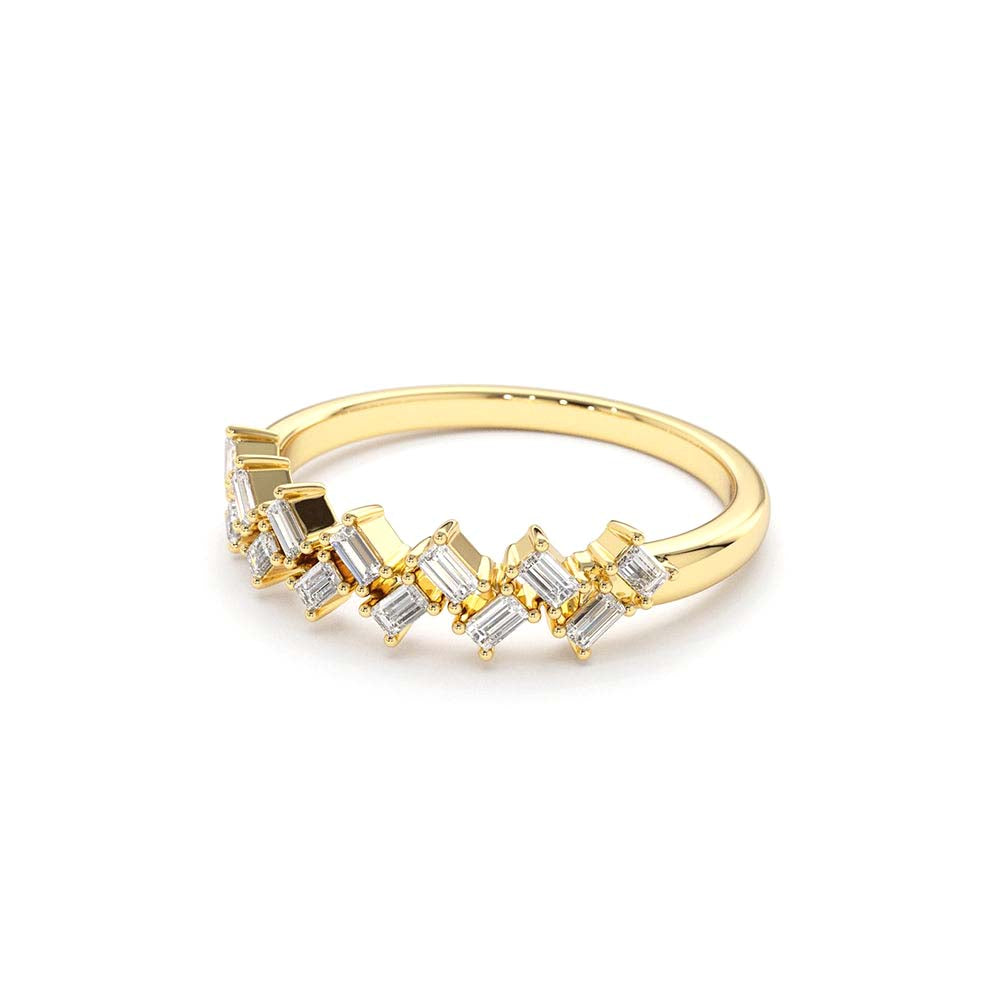 Zig Zag Baguette Diamond Ring in 14K Gold — view 2