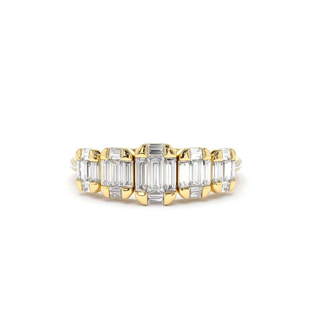 Graduating Baguette Diamond Anniversary Ring in 14K Gold — view 1