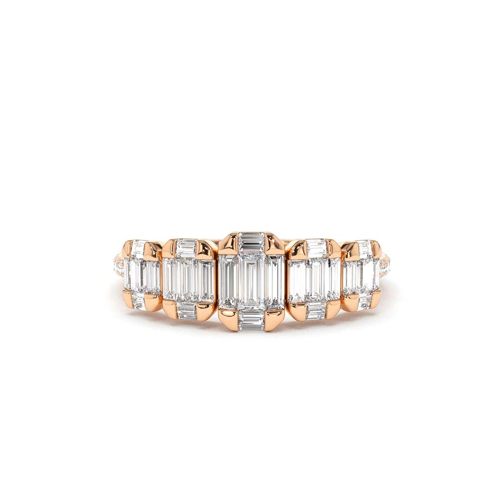 Graduating Baguette Diamond Anniversary Ring in 14K Gold — view 5