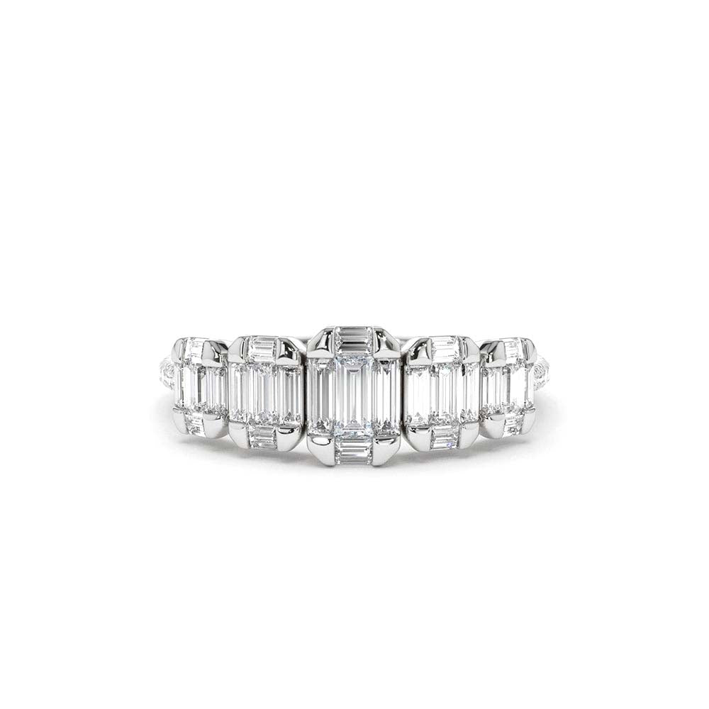 Graduating Baguette Diamond Anniversary Ring in 14K Gold — view 4