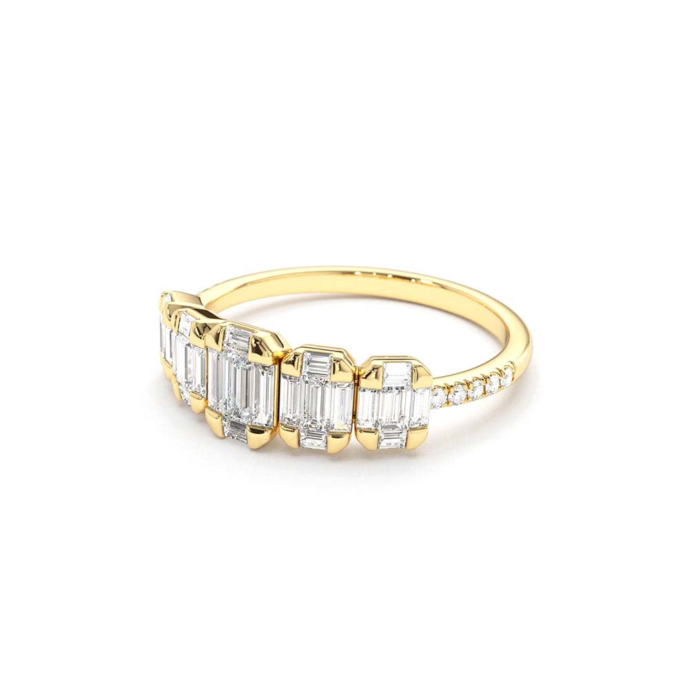 Graduating Baguette Diamond Anniversary Ring in 14K Gold — view 2