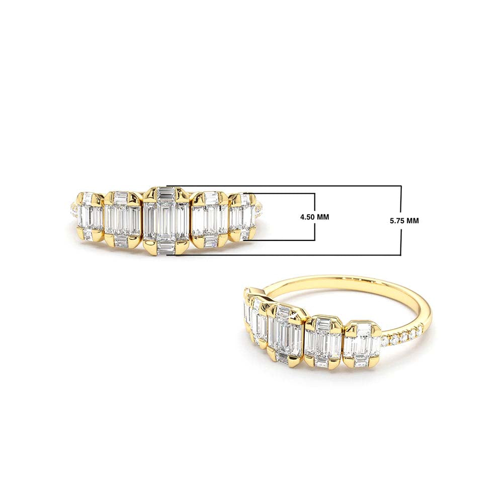 Graduating Baguette Diamond Anniversary Ring in 14K Gold — view 3