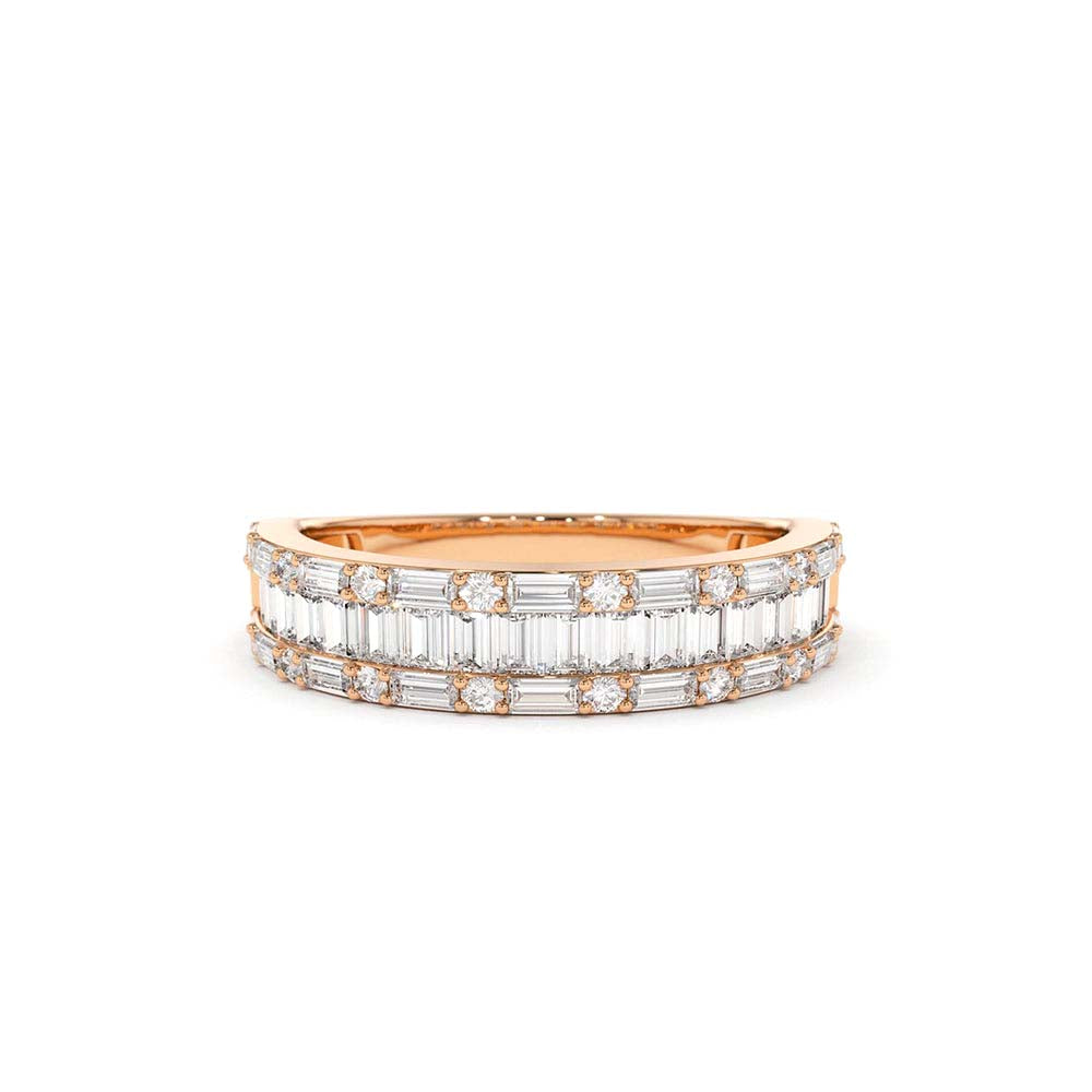 Baguette & Round Diamond Wedding Band in 14K Gold — view 4