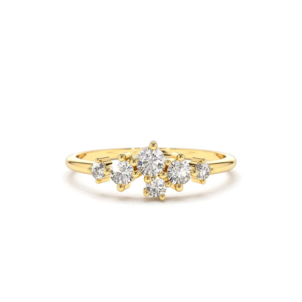 Large Diamond Cluster Ring in 14K Gold — view 1