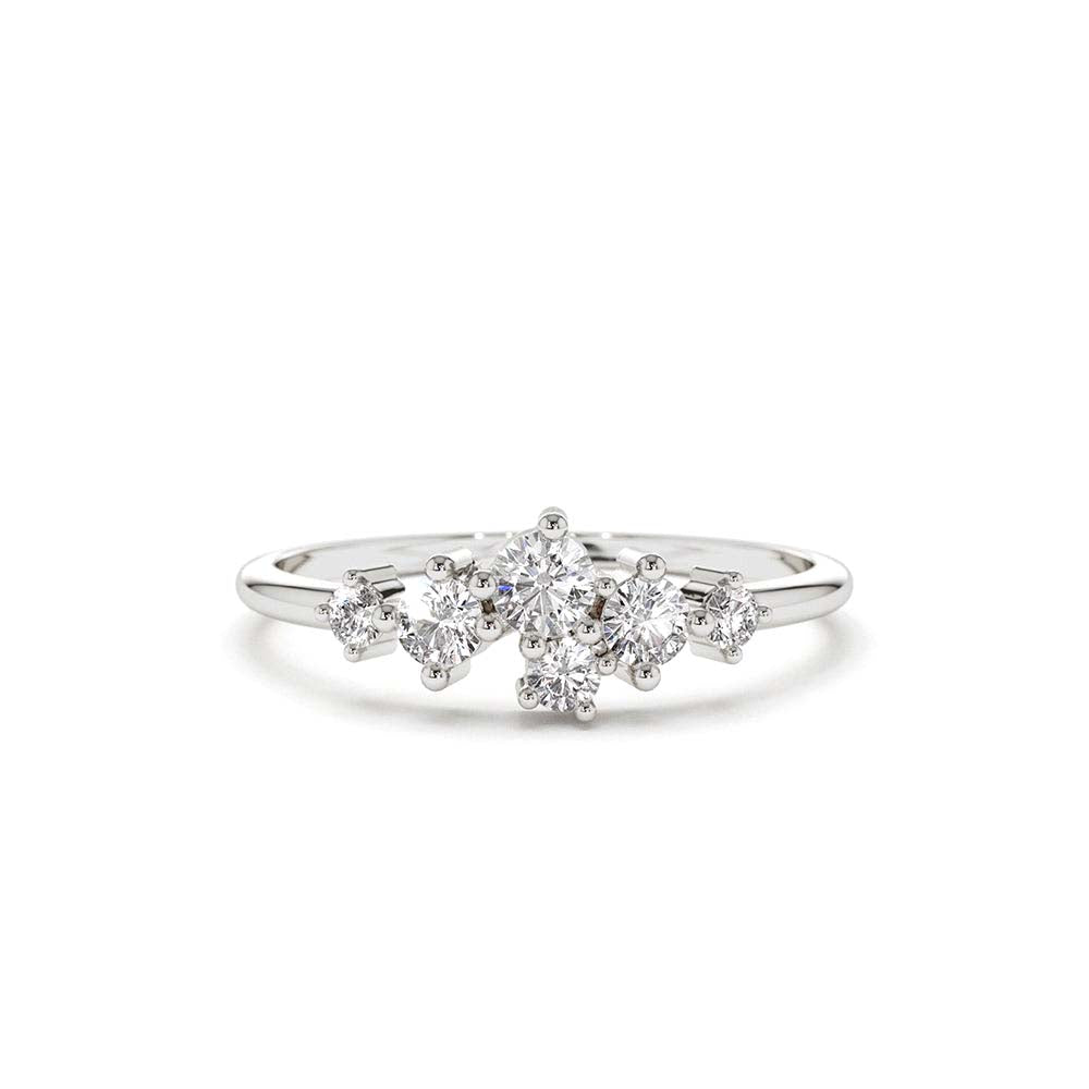 Large Diamond Cluster Ring in 14K Gold — view 3
