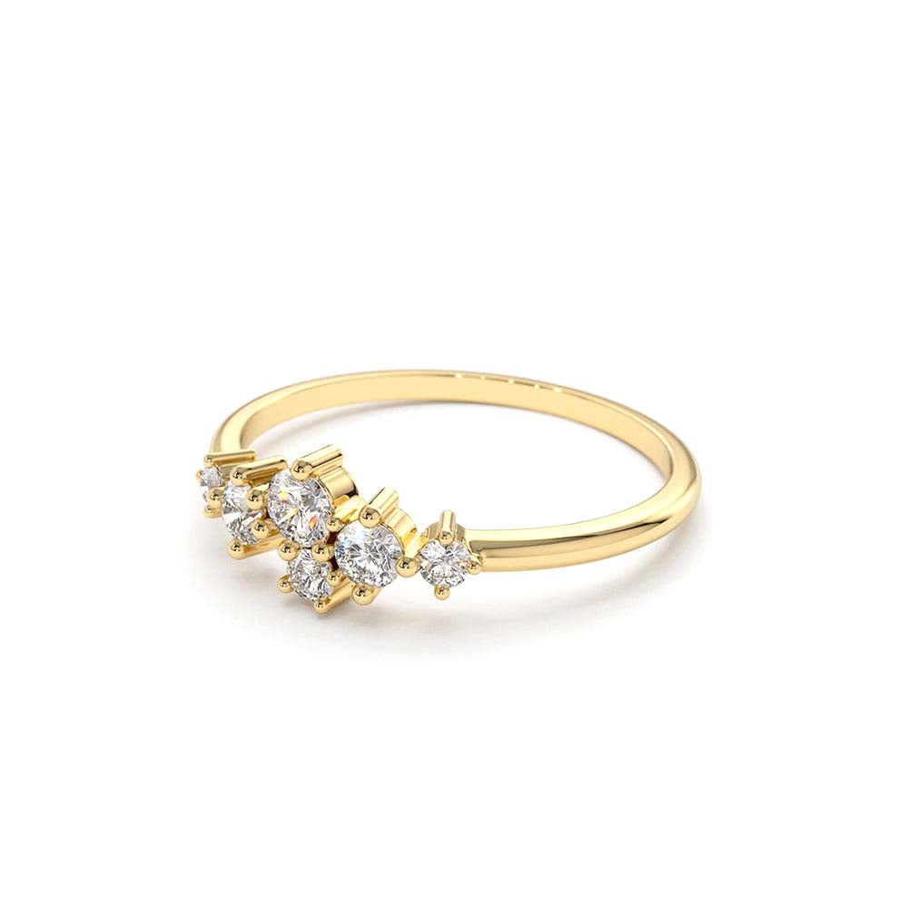 Large Diamond Cluster Ring in 14K Gold — view 2