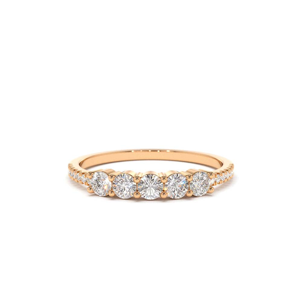 5 Stone Diamond Anniversary Ring in 14K Gold — view 5