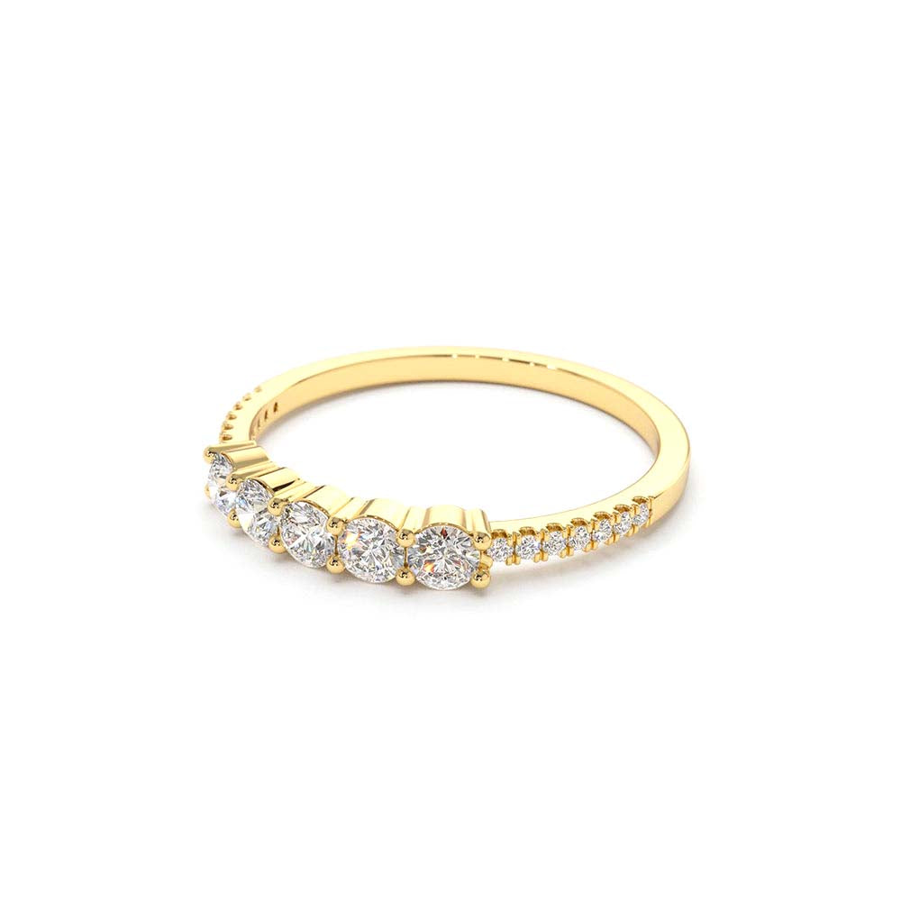 5 Stone Diamond Anniversary Ring in 14K Gold — view 2