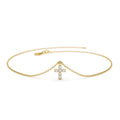 Tiny Diamond Cross Charm Bracelet in 14K Gold — view 1