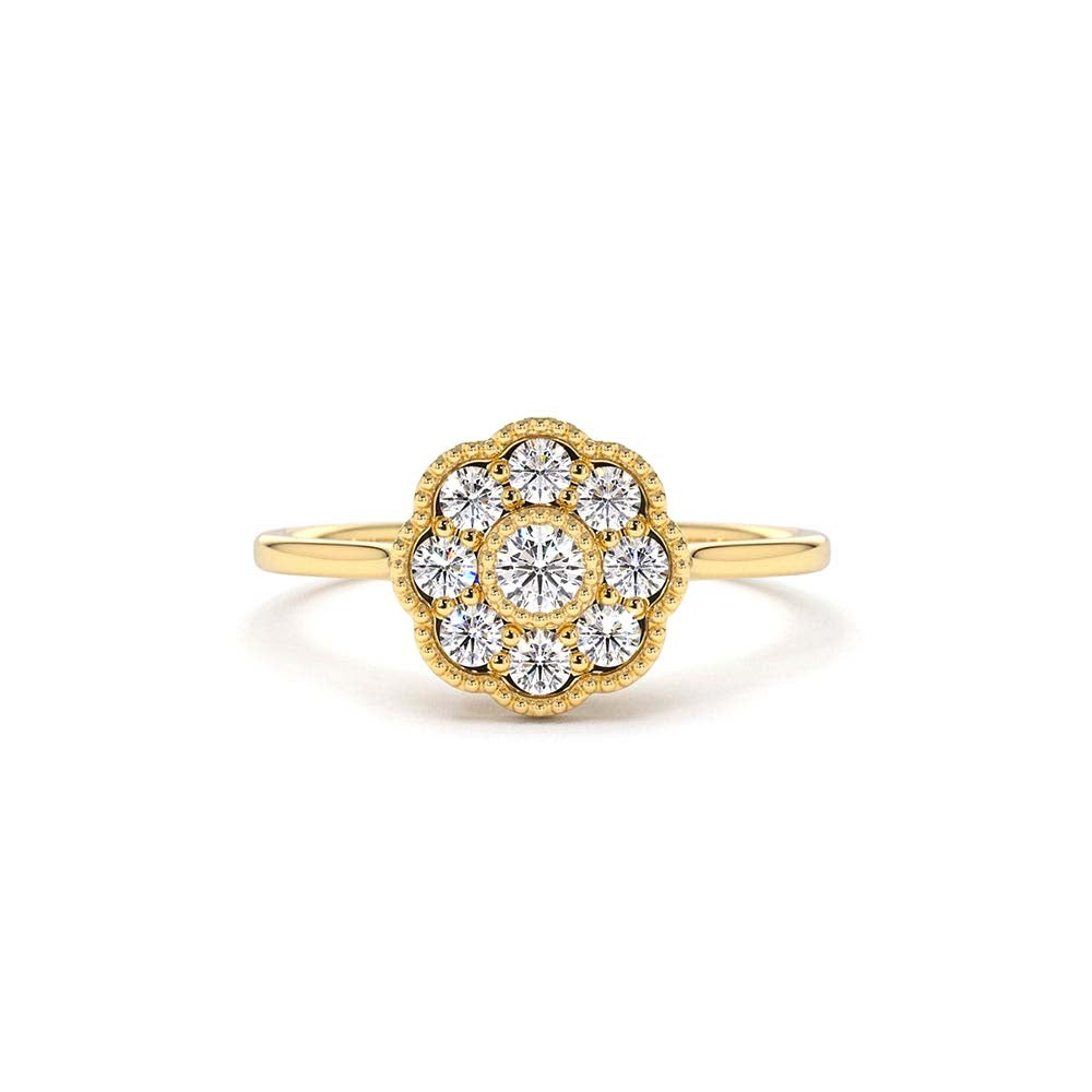 Floral Diamond Ring in 14K Gold — view 1
