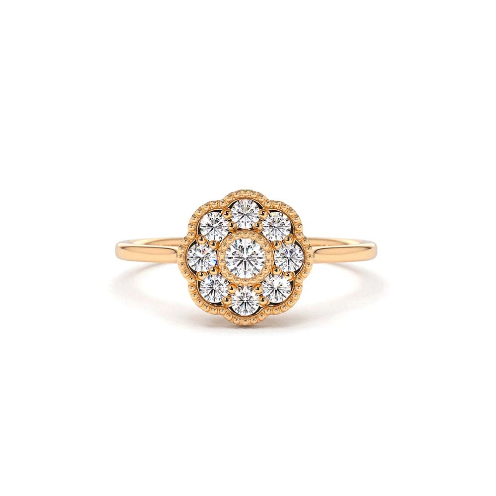 Floral Diamond Ring in 14K Gold — view 5