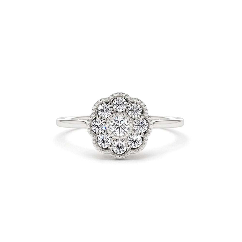Floral Diamond Ring in 14K Gold — view 4