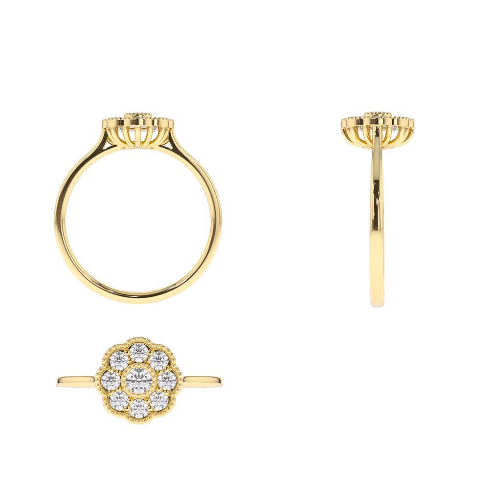Floral Diamond Ring in 14K Gold — view 3
