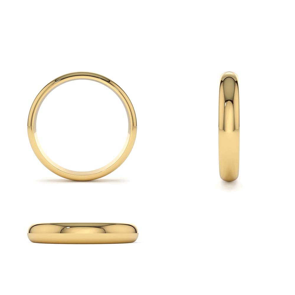 3MM Classic Dome Unisex Wedding Ring in 14K Gold — view 3