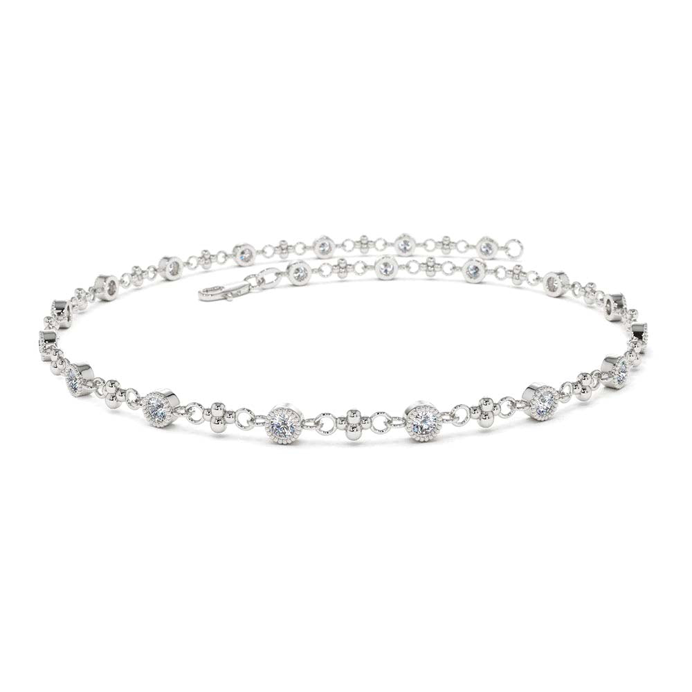 Bezel Setting Diamond with Milgrain Bracelet in 14K Gold — view 4