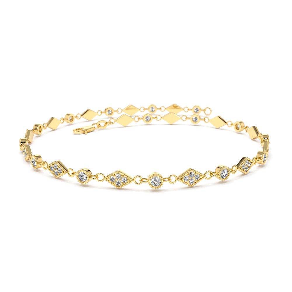Art Deco Diamond Milgrain Bracelet in 14K Gold — view 1