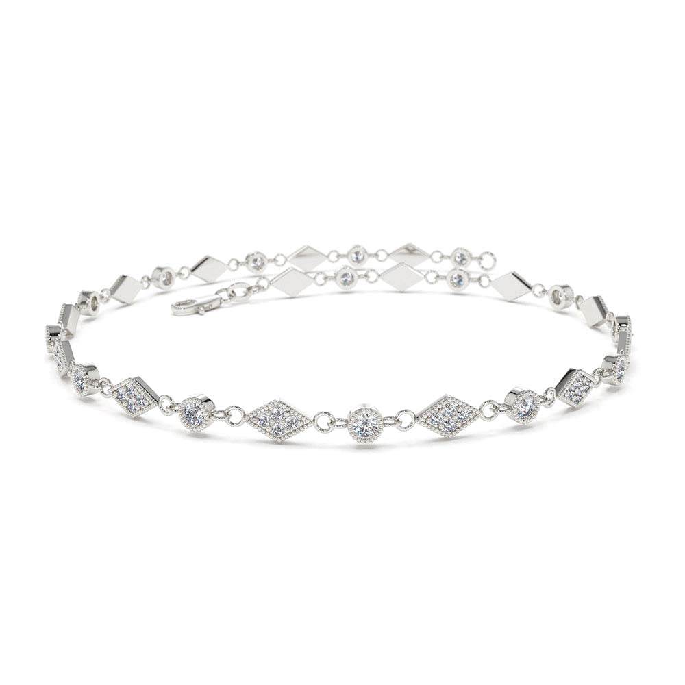 Art Deco Diamond Milgrain Bracelet in 14K Gold — view 3