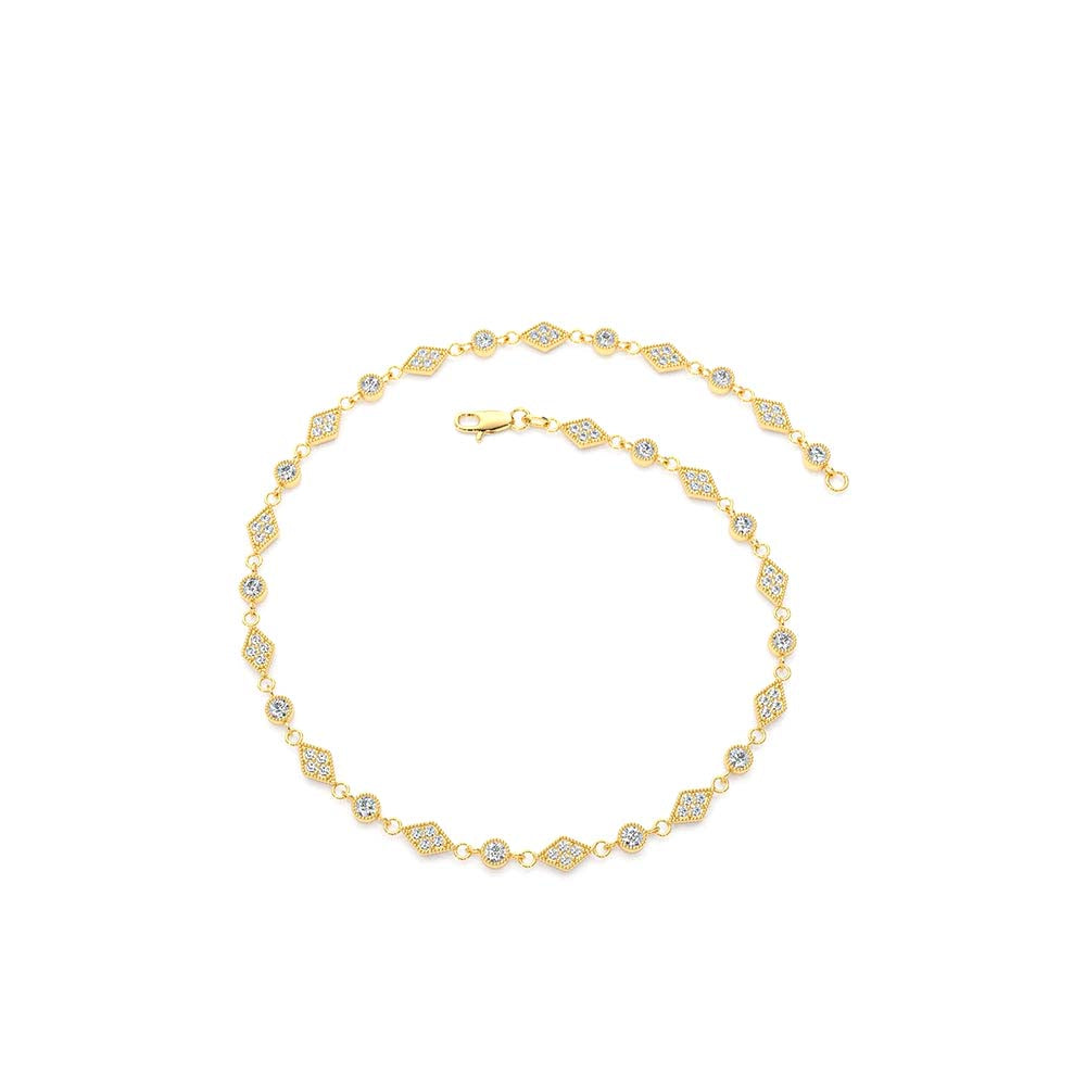 Art Deco Diamond Milgrain Bracelet in 14K Gold — view 2