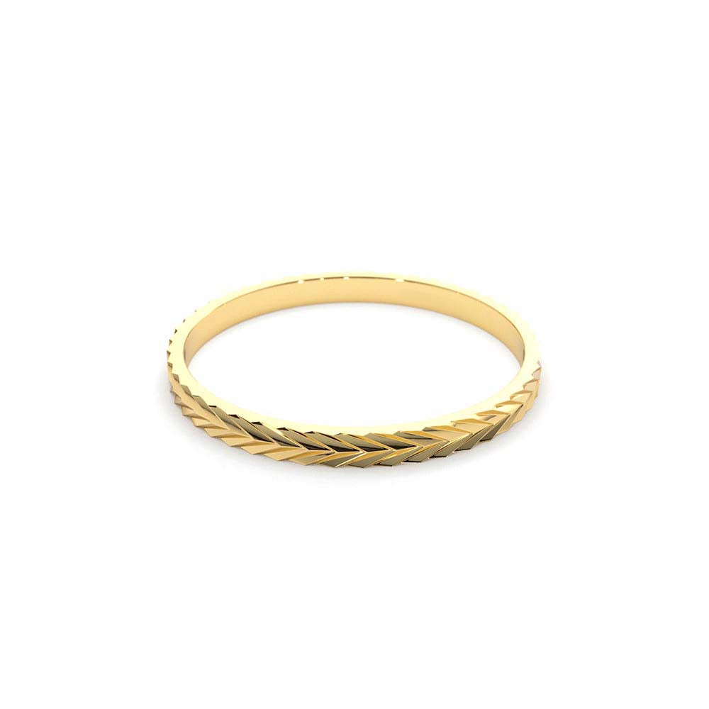 Chevron Herringbone Eternity Cut Ring in 14K Gold — view 2