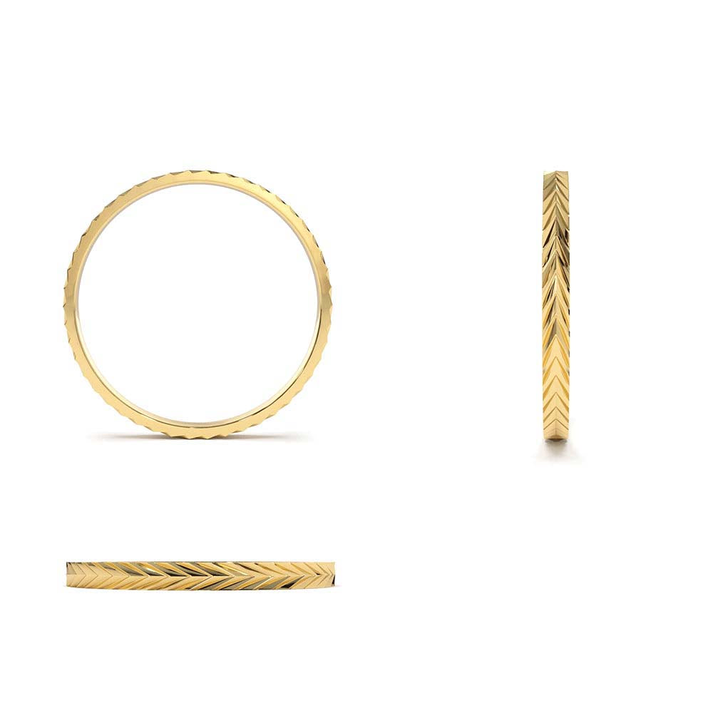 Chevron Herringbone Eternity Cut Ring in 14K Gold — view 3