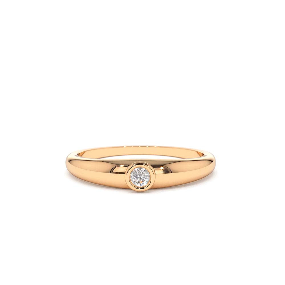 Dome Diamond Bezel Ring in 14K Gold — view 4