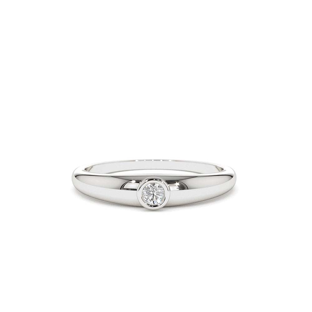 Dome Diamond Bezel Ring in 14K Gold — view 3