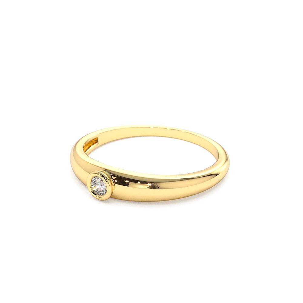 Dome Diamond Bezel Ring in 14K Gold — view 2