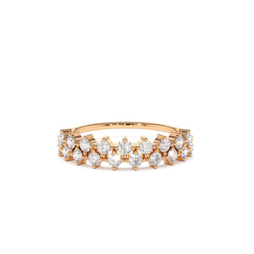 Double Row Prong Setting Diamond Wedding Band in 14K Gold — view 4