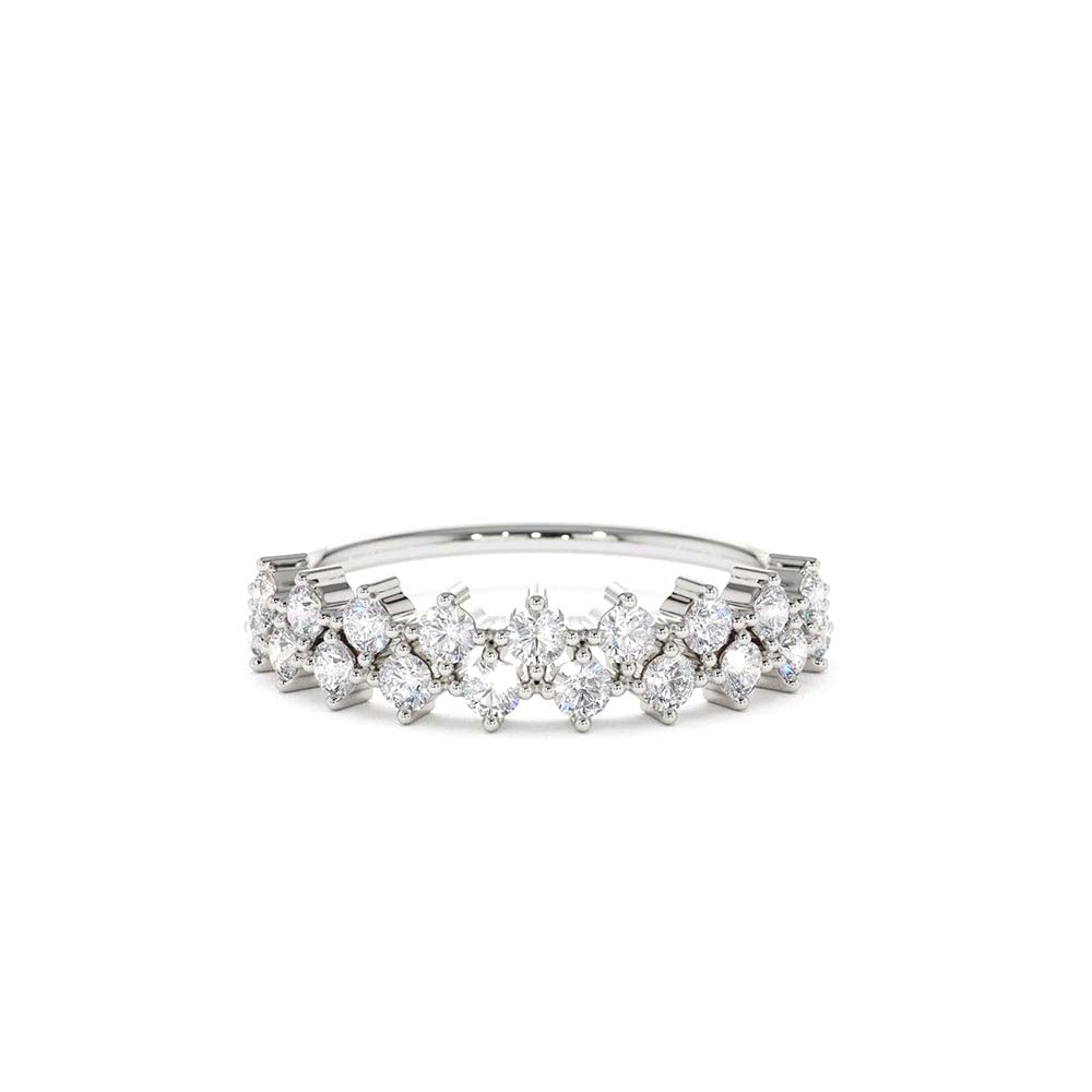 Double Row Prong Setting Diamond Wedding Band in 14K Gold — view 3