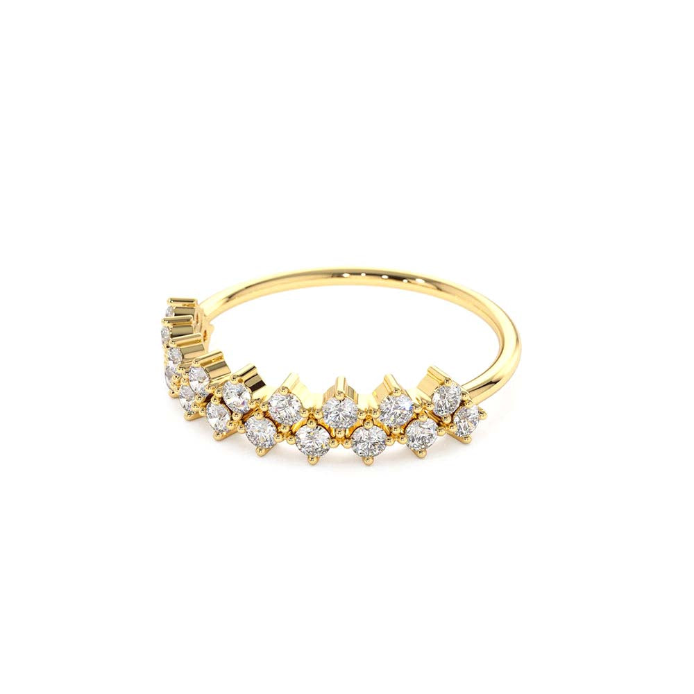 Double Row Prong Setting Diamond Wedding Band in 14K Gold — view 2