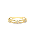 Bezel Setting Unique Diamond Wedding Band in 14K Gold — view 1