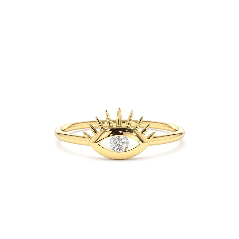 Diamond Evil Eye Ring in 14K Gold — view 1