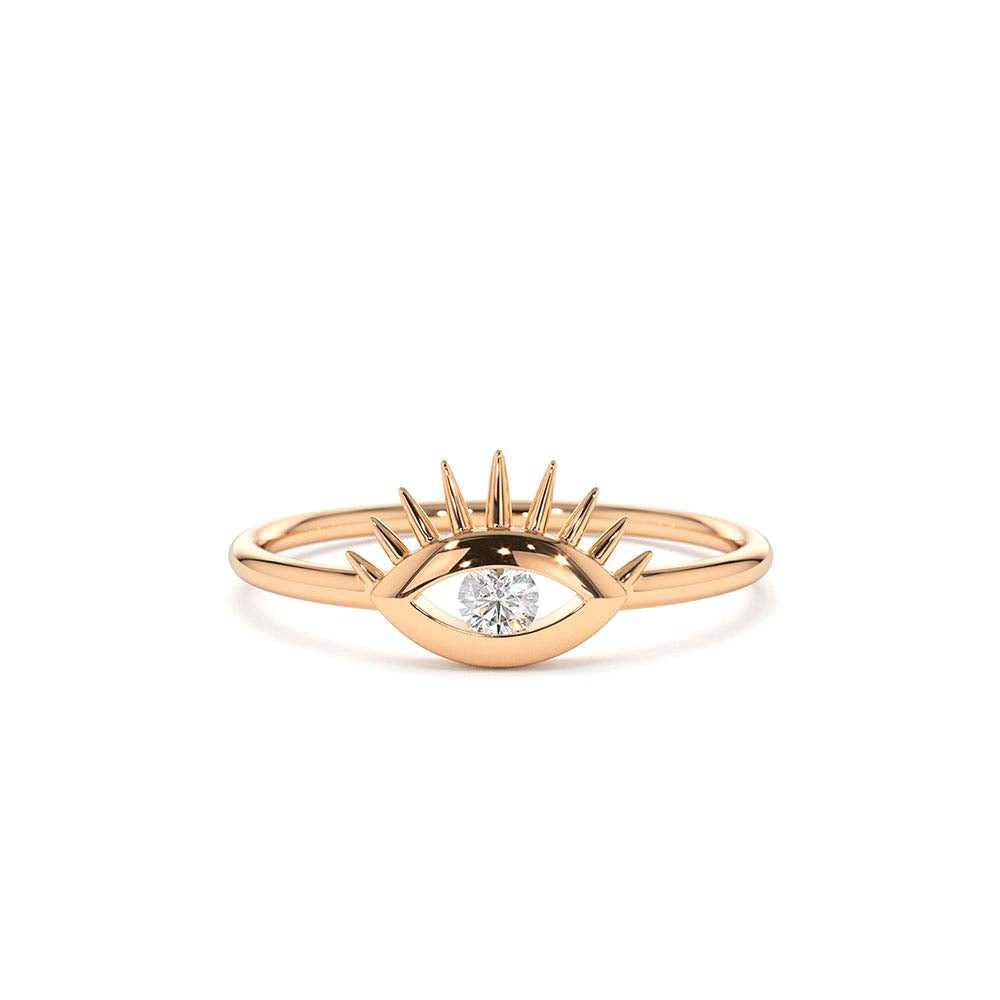Diamond Evil Eye Ring in 14K Gold — view 4