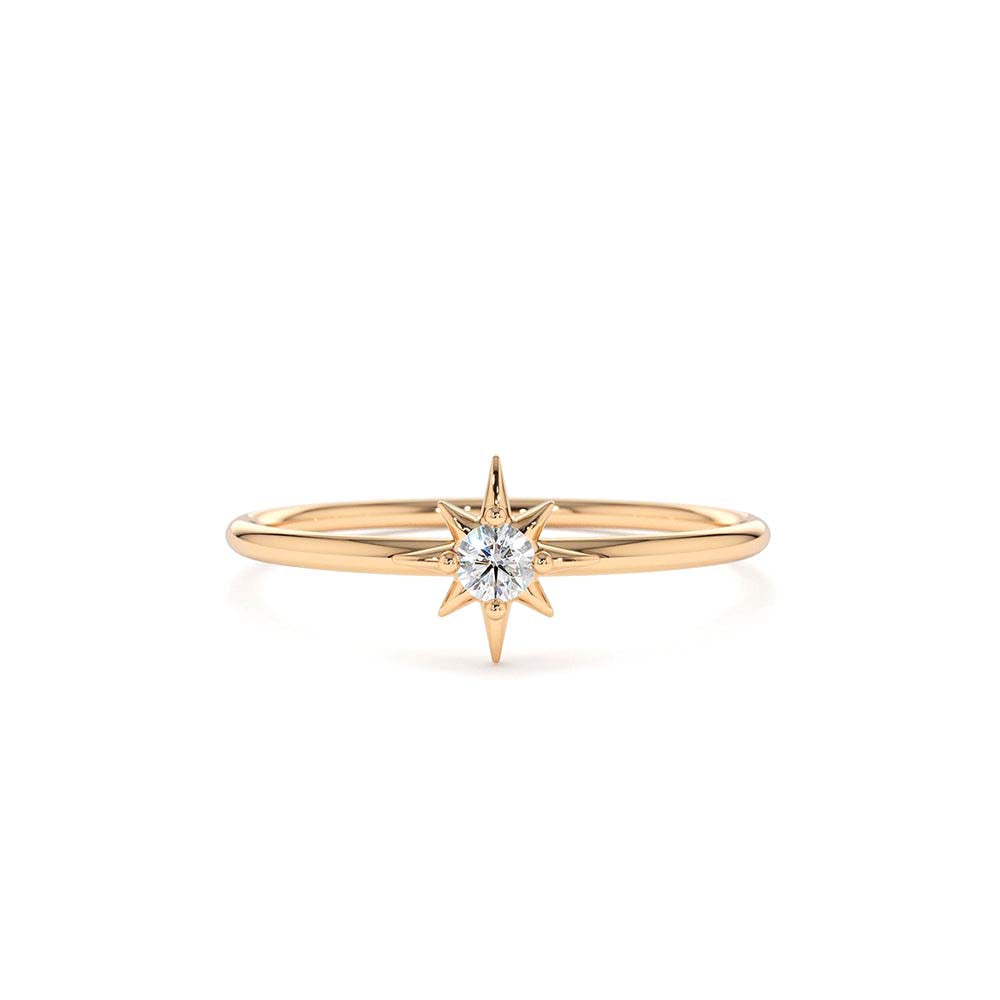 North Star Stacking Diamond Ring in 14K Gold — view 4