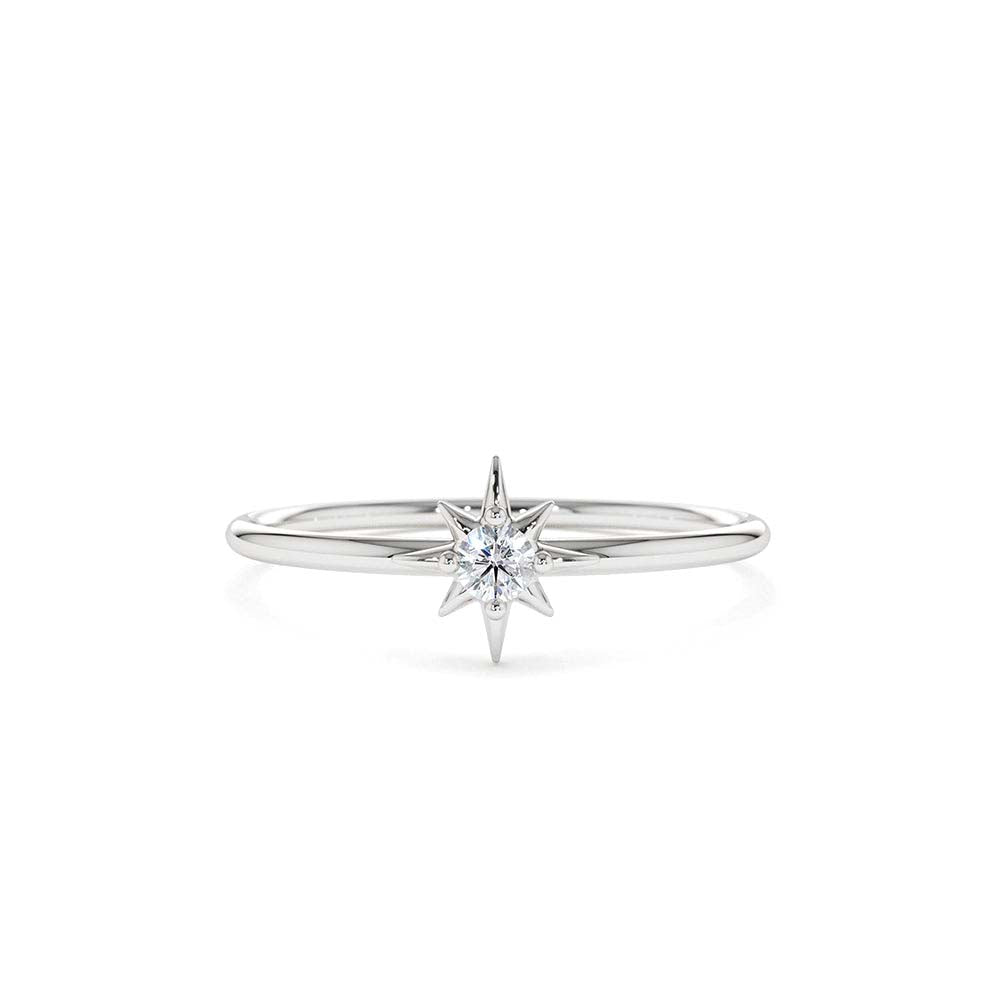 North Star Stacking Diamond Ring in 14K Gold — view 3